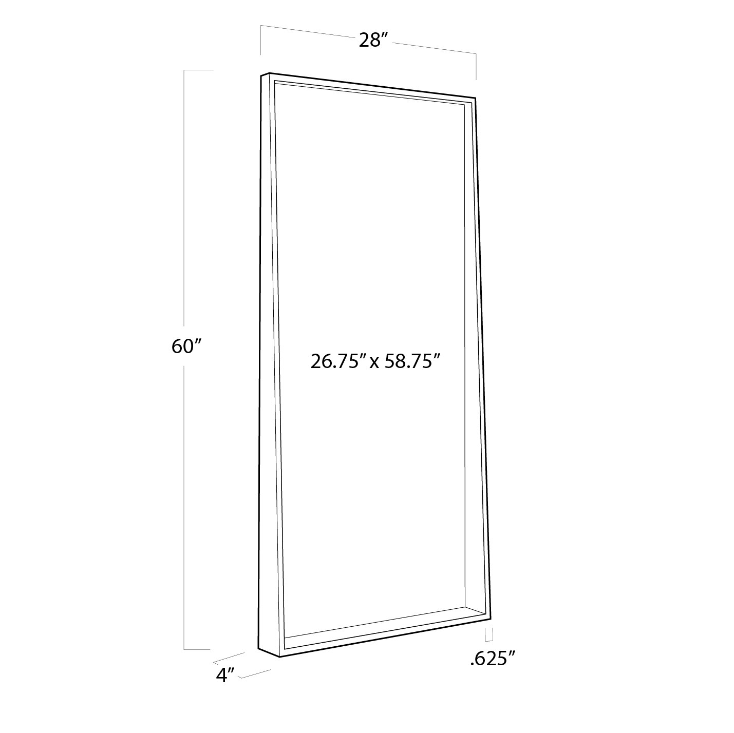 Gunner Mirror (Natural Brass) Line Drawing